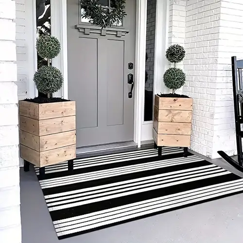 1pc Black And White Diamond Rug Doormats Indoor Outdoor Rugs For