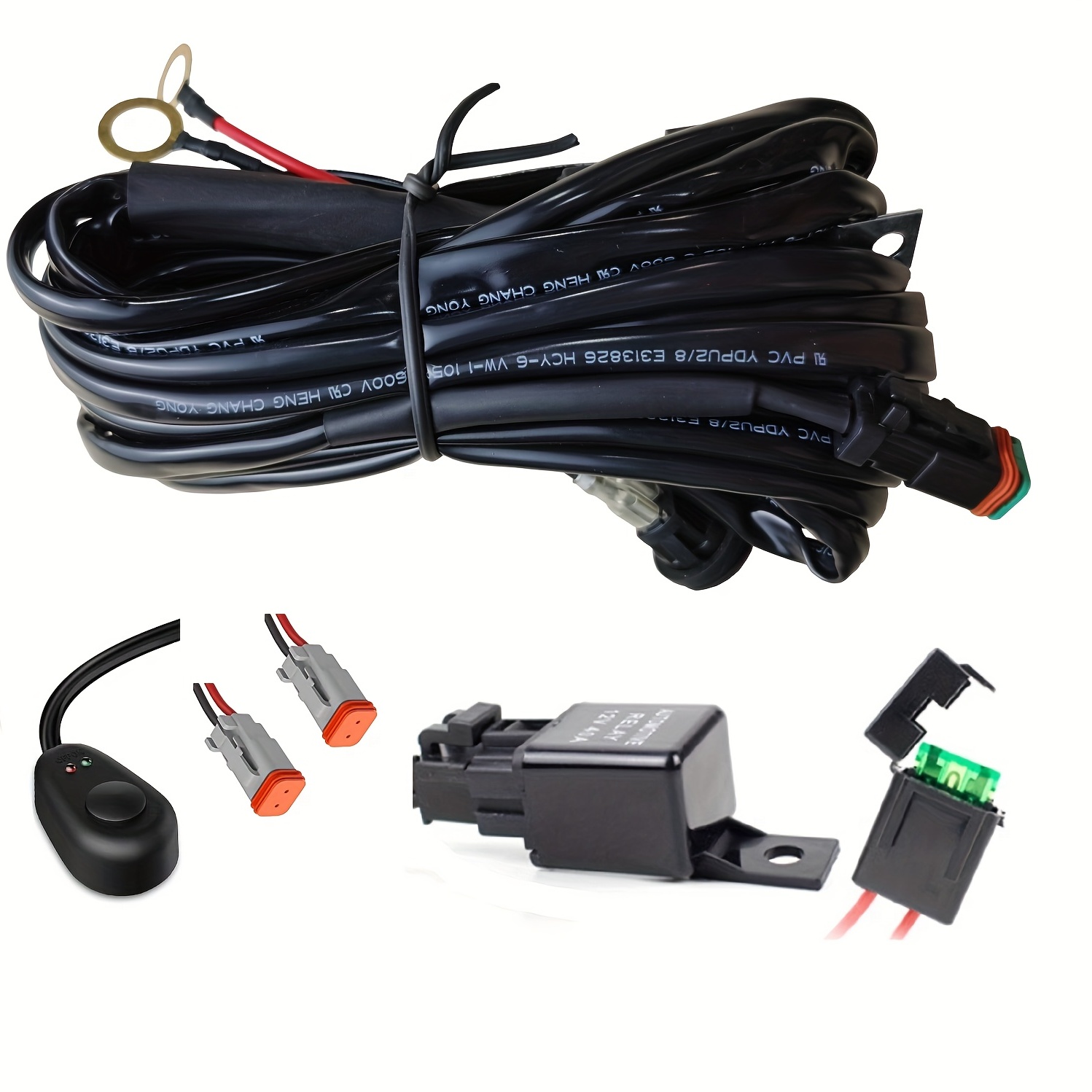 16awg+dt Connector Wiring Harness Kit Led Light Bar 12v On Off Switch Power  Relay Blade Fuse For Off Road Lights Led Work Light-2 Leads,plug And Play  Temu