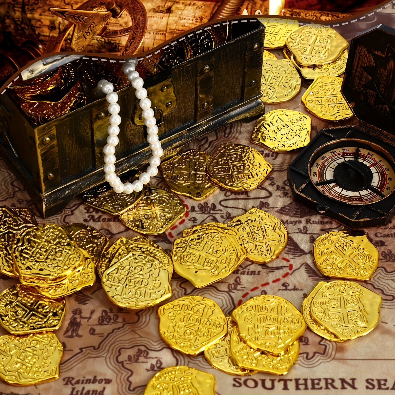 1000 Pcs Pirate Gold Coins Plastic Treasure Coins Play Toy Coins Fake St.  Patricks Coin for Pirate Party Favors Supplies Treasure Hunt Game Teachers
