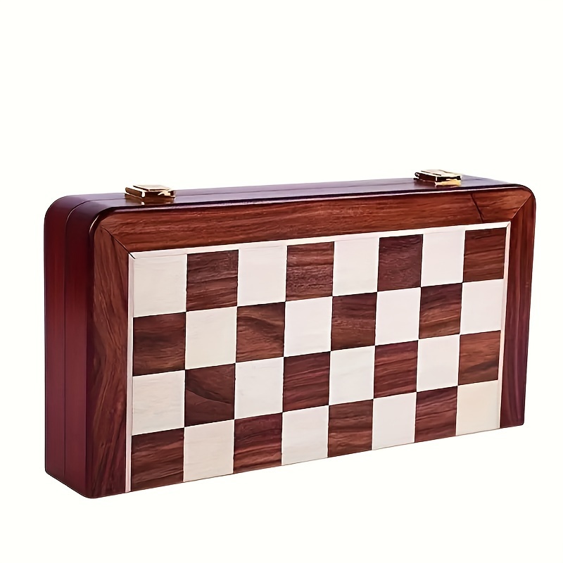 Chess Set,solid Wooden Foldable Chessboard,zinc Alloy Bronze Metal