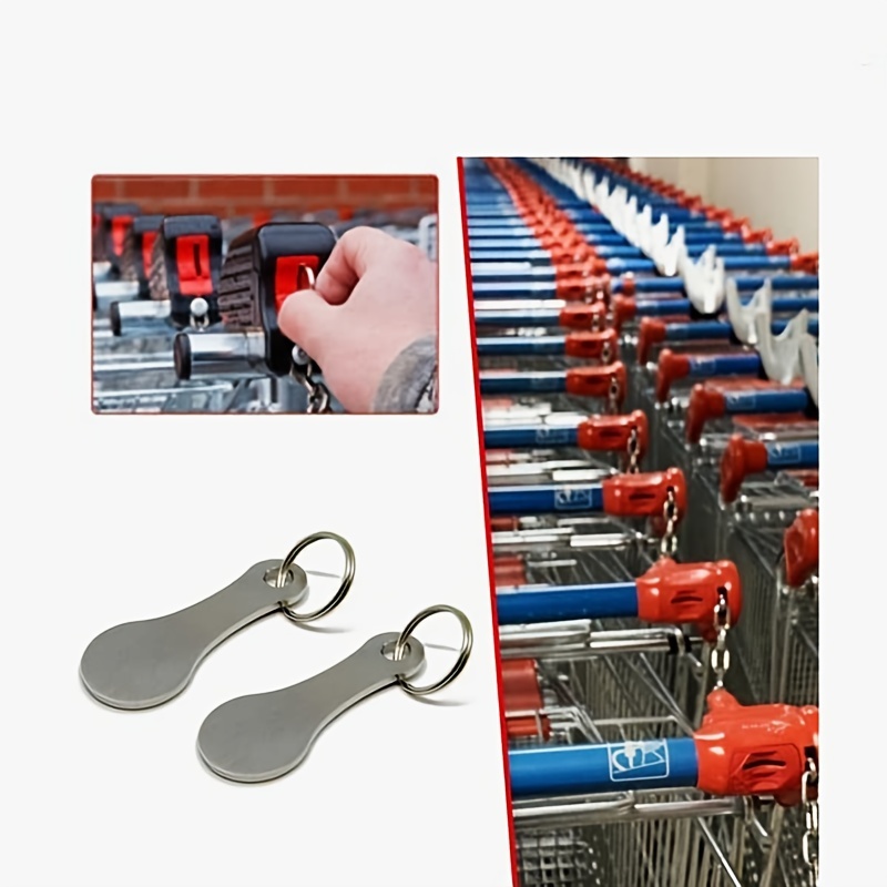 Mini Stainless Steel Key Ring, Shopping Trolley Tokens Small Aldi Quarter Holder Keychain for Grocery Shopping Cart,Bag Accessories,Temu