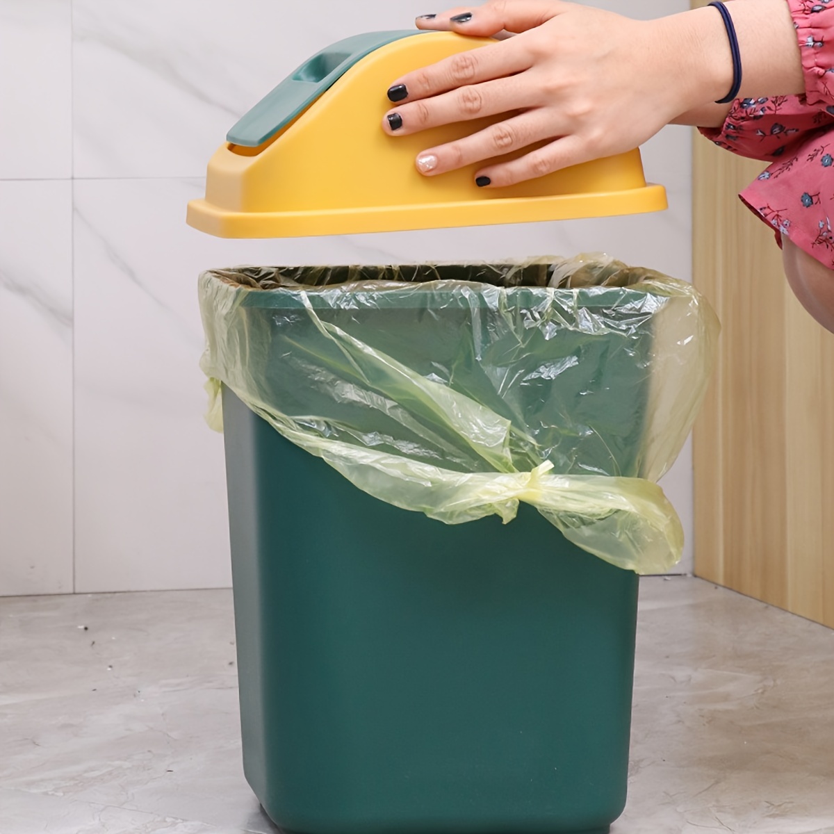Plastic Bathroom Toilet Dustbin  Garbage Bin Automatic Bag - Home