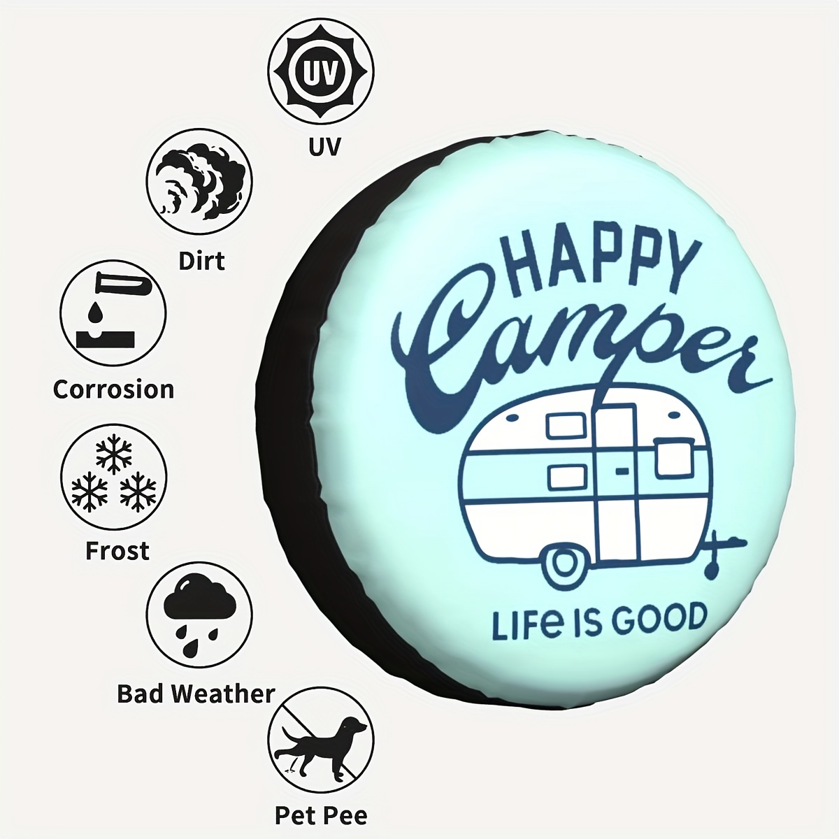 Happy Camper Spare Tire Cover Hubcaps, Waterproof Dust-proof Tire Wheel  Protector Universal Camper Accessories, For Trailer, Rv, Suv, Camper Temu  Australia