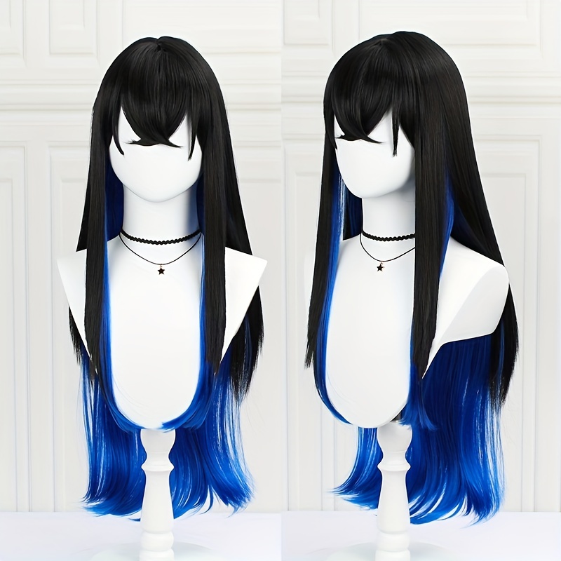 Buy 1pc Black And Blue Anime Long Straight Hair