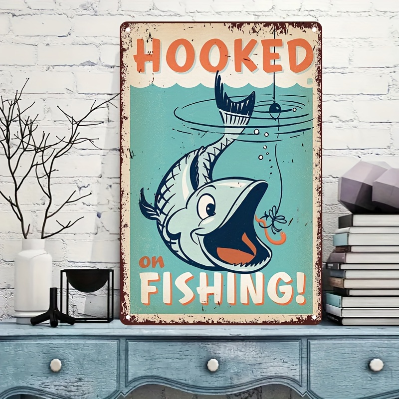 1pc Vintage Fresh Water Fish Tin Sign Beauty Cool Fishing Metal Signs Wall  Hanging Iron Painting Decoration, Vintage Chic Metal Poster Wall Decor, Kit