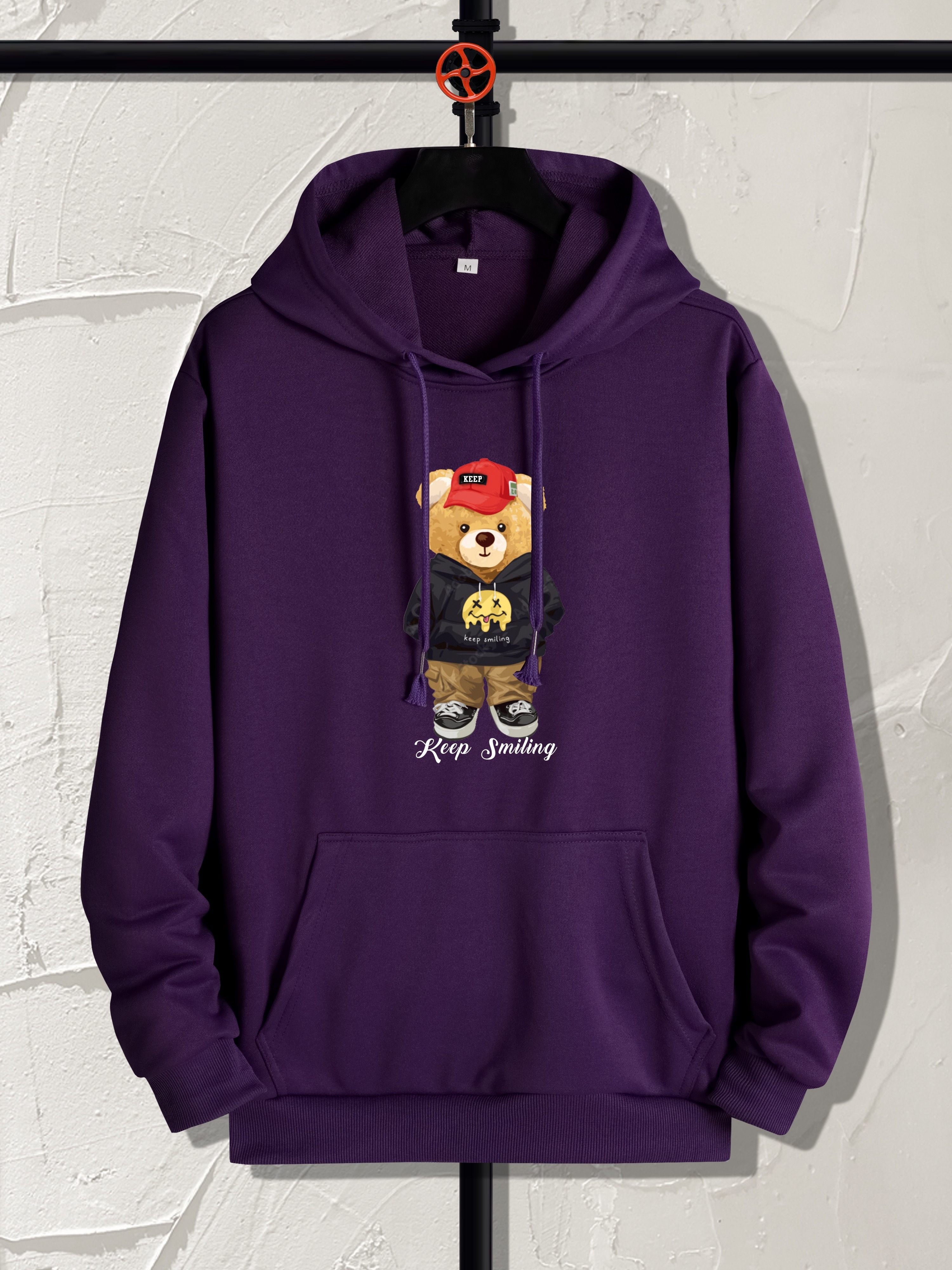 Teddy Bear Print Hoodie Hoodies Men Men's Casual Graphic - Temu Canada