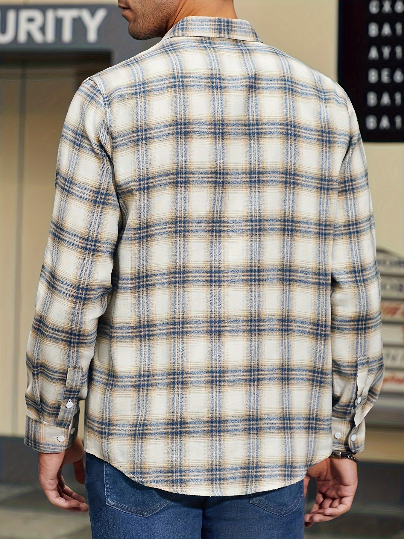 Men's Casual Long Sleeve Button Plaid Shirts Shirt Men's - Temu