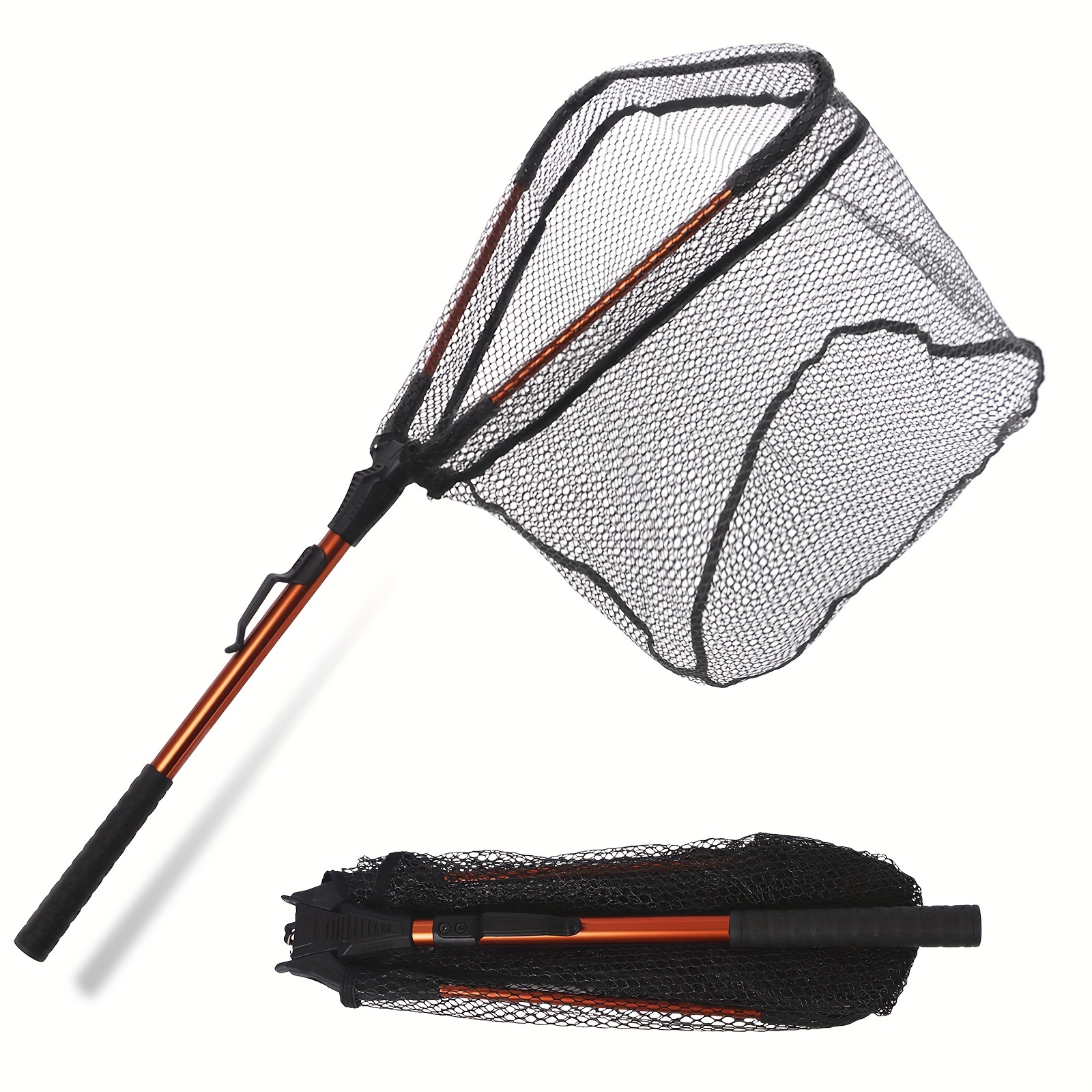 Épuisette De Pêche Pliable - Filet En Nylon, Poignée Antidérapante - Pour Adulte Et Enfant