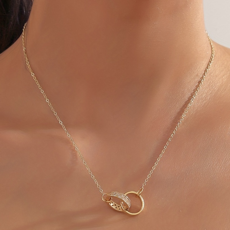 Double Circle Clavicle Chain Thin Chain Necklace Female - Temu
