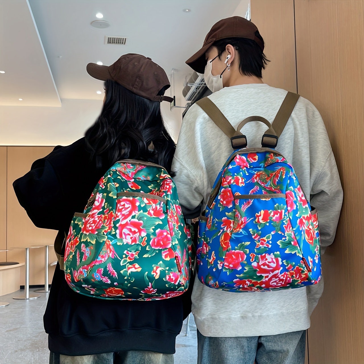 Elegant Floral Pattern Backpack Stylish Casual Knapsack Perfect