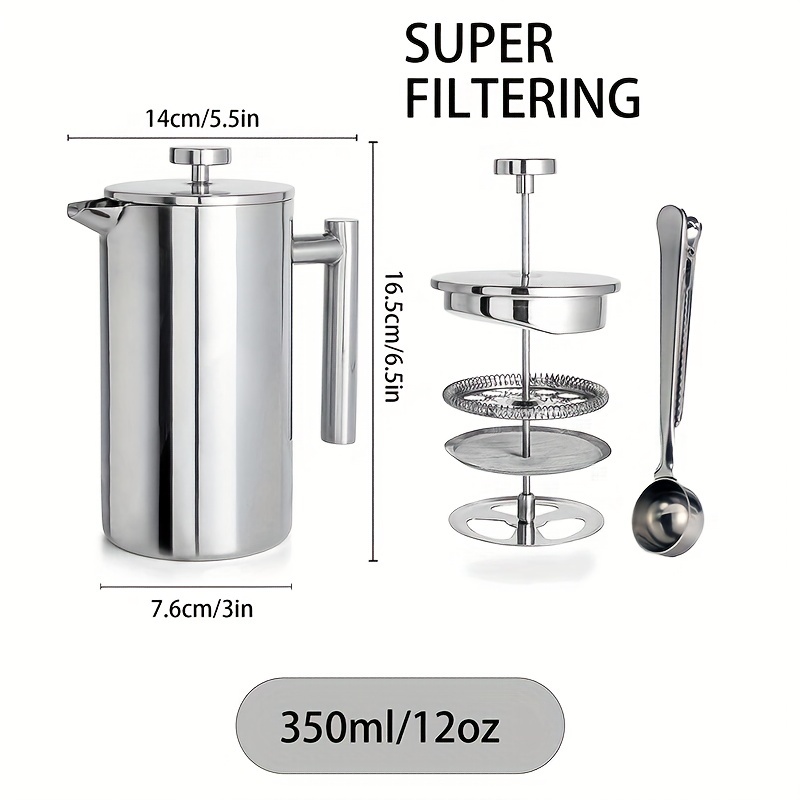  Stainless Steel French Press Coffee Maker - Double