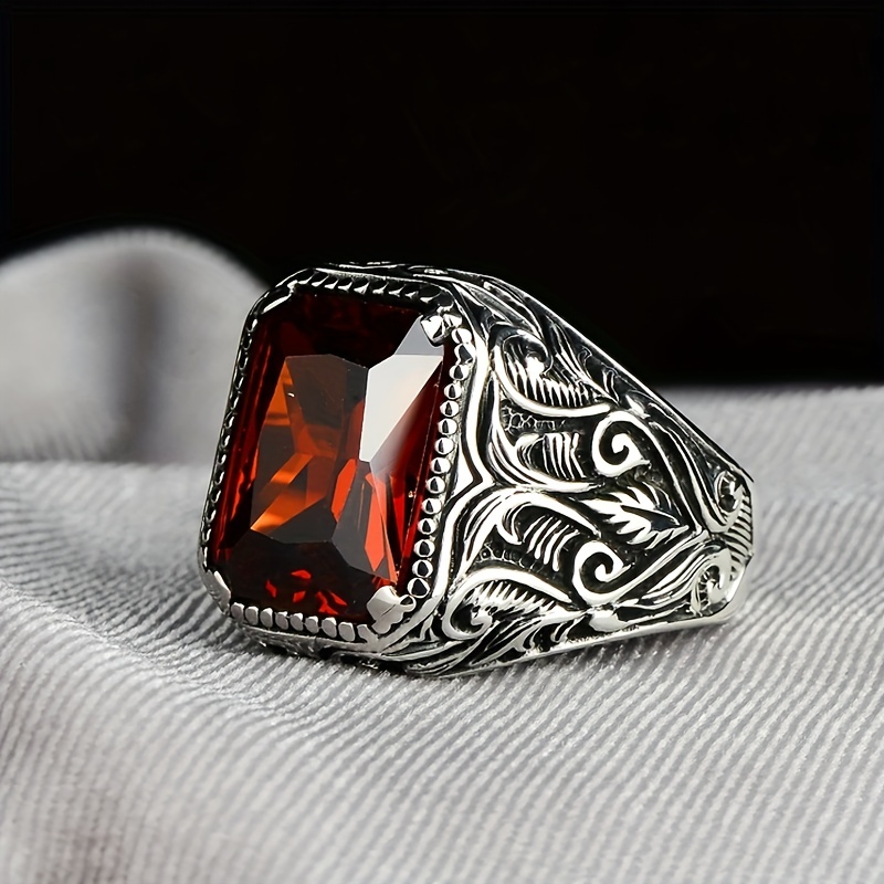 Men's Retro Style Artificial Ruby Diamond Ring