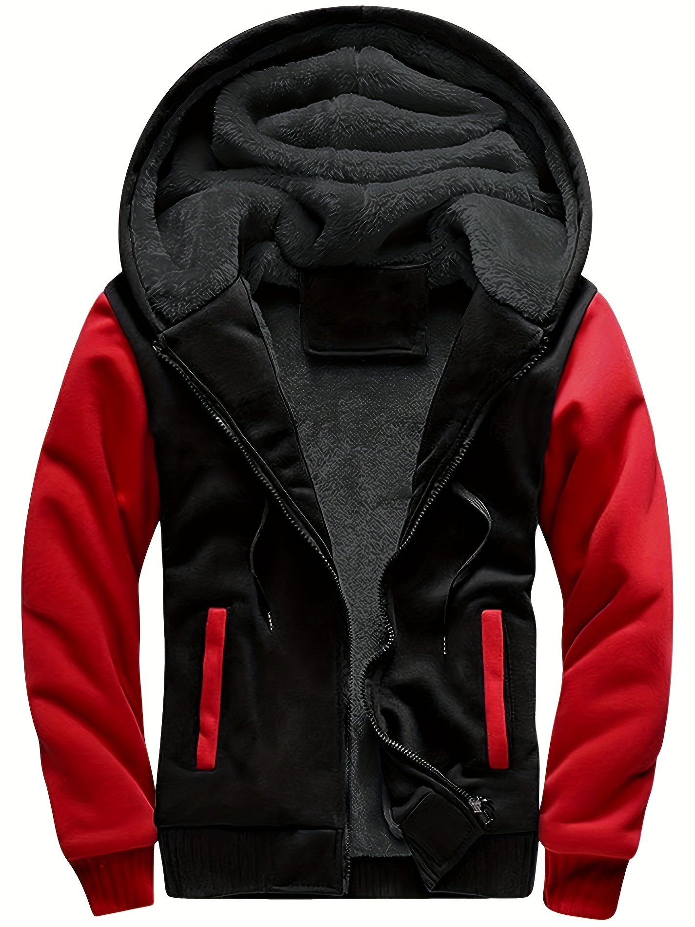 Plus Size Men Hoodie Zip Winter Sherpa Lined Sweatshirt - Temu Canada
