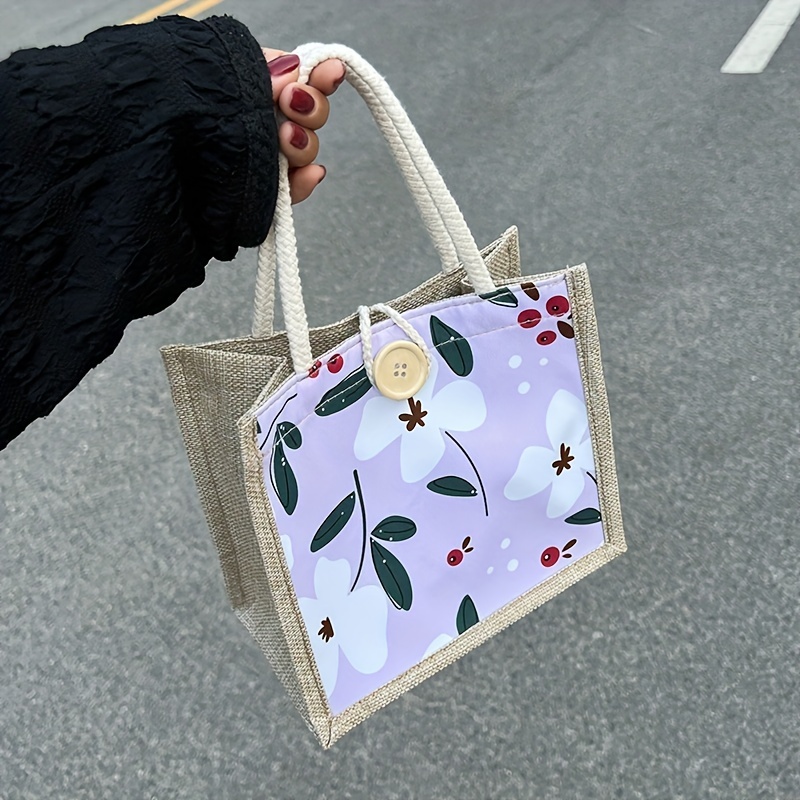 Flower Durable Handbag Lightweight Lunch Bag For Women