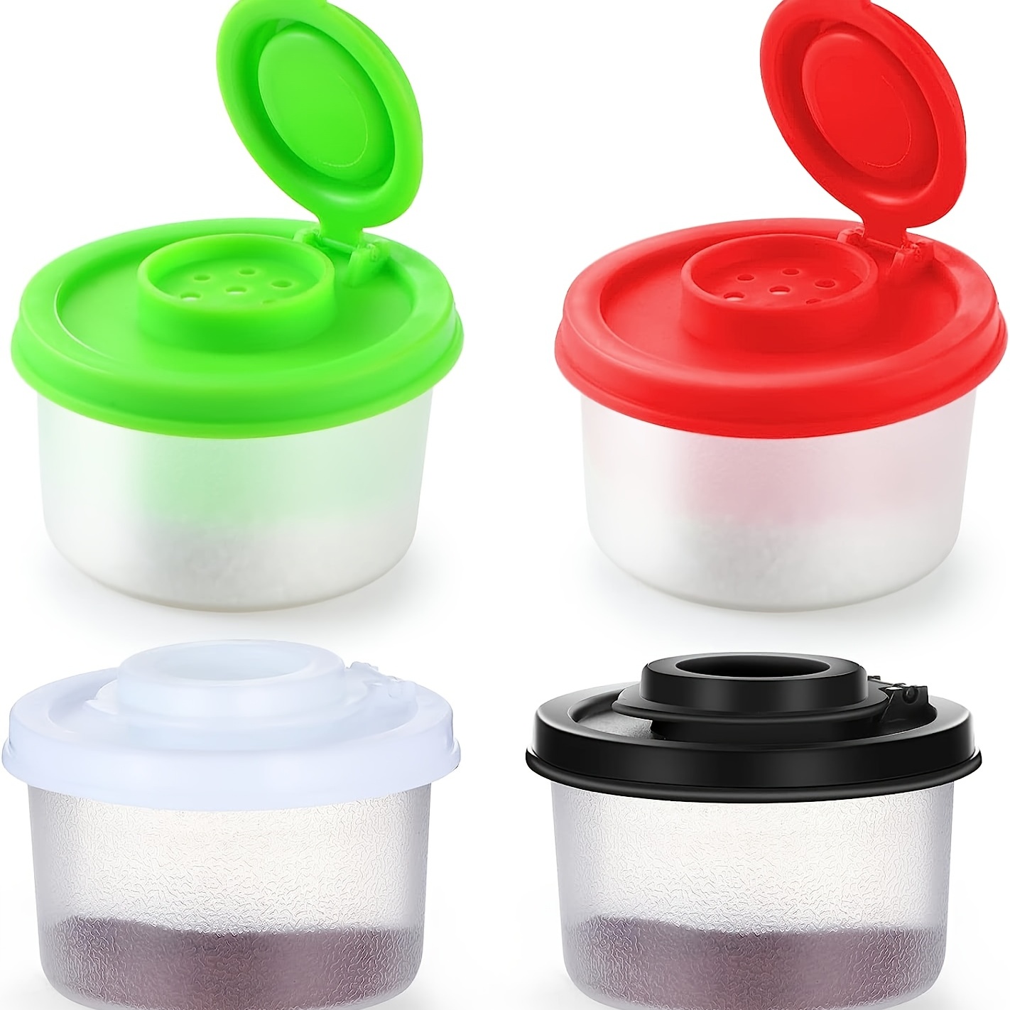 Pengpengfang 2 Pcs Spice Jar with Lid Clear Detachable Reusable Refillable  Multi-functional 4 Colors Small Pour Holes Seasoning Container Kitchen  Accessories 