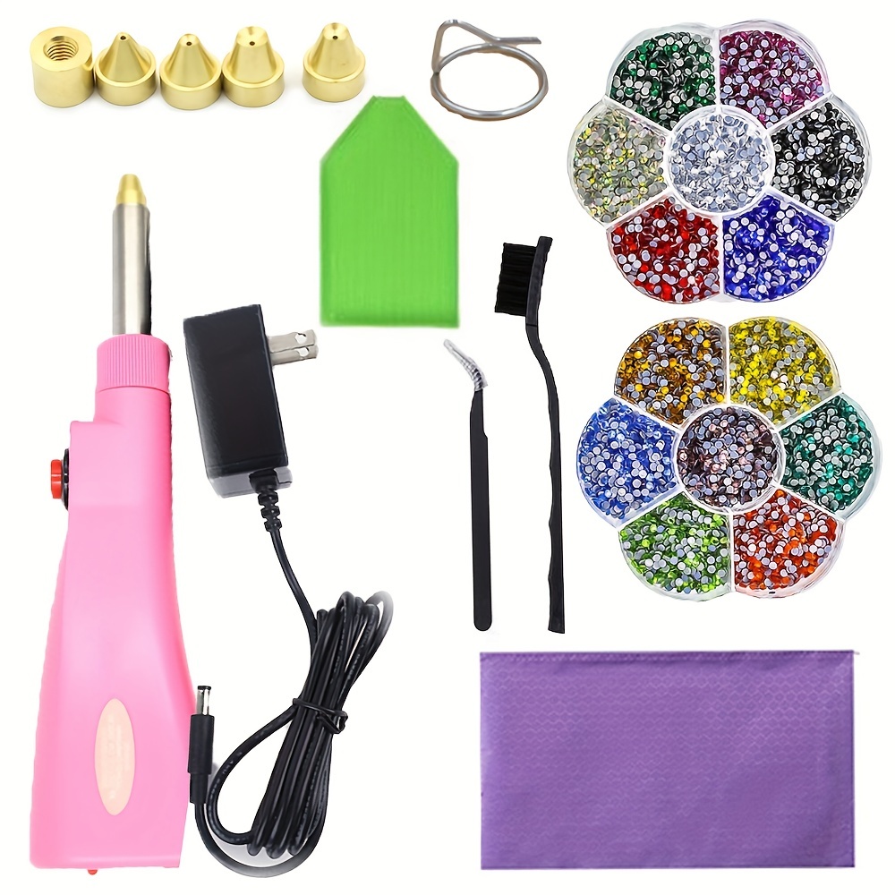 Hotfix Applicator Rhinestone, Larger Hot Fixed Rhinestones Applicator Tool Pen Kit, Bedazzler Kit with Rhinestones for Clothes Crafts, 19 Color Gems
