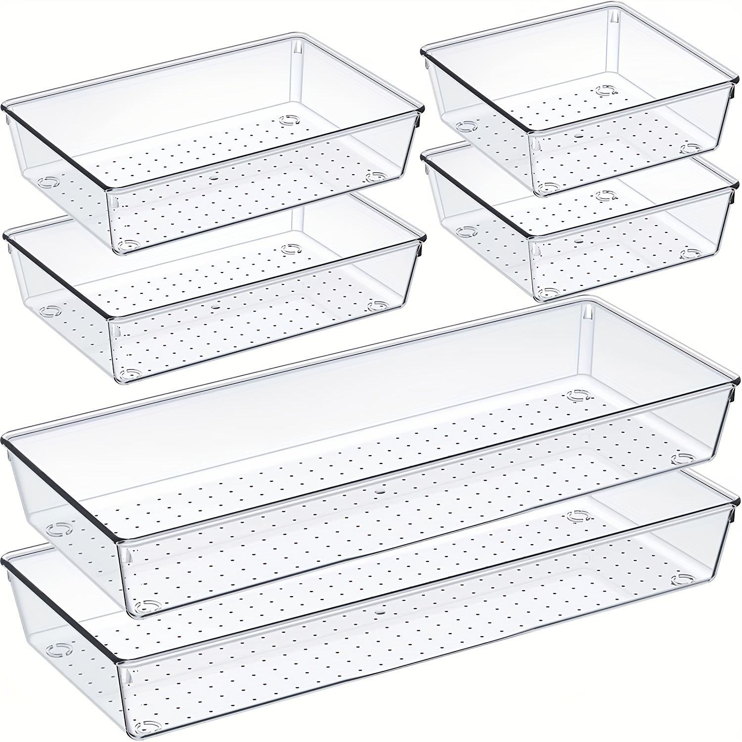 Clear Plastic Vanity and Desk Drawer Organizers Office Storage