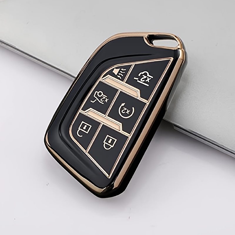 COMPONALL Key Fob Cover for Cadillac, Key Fob Case for 2015-2019 Cadillac  Escalade CTS SRX XT5 ATS STS CT6 5-Buttons Premium Soft TPU 360 Degree Full