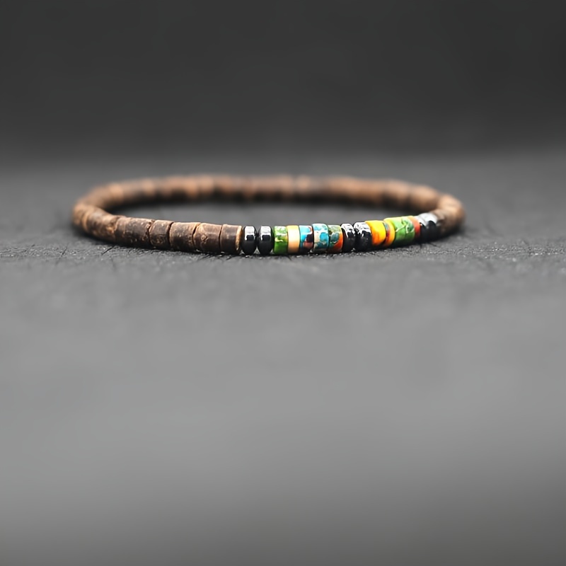 TEMU Bracelet Coloré en & Perles de de - Artisanat en Résine, Style Vacances, Chaîne à Main