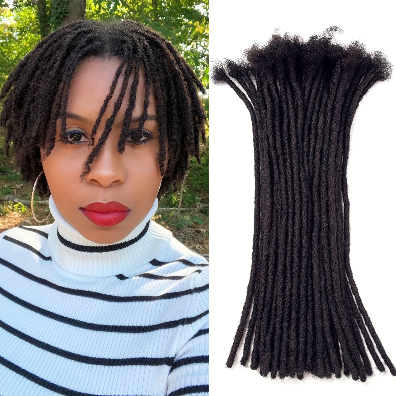 100% Human Hair Dreadlock Extensions With Needles And - Temu