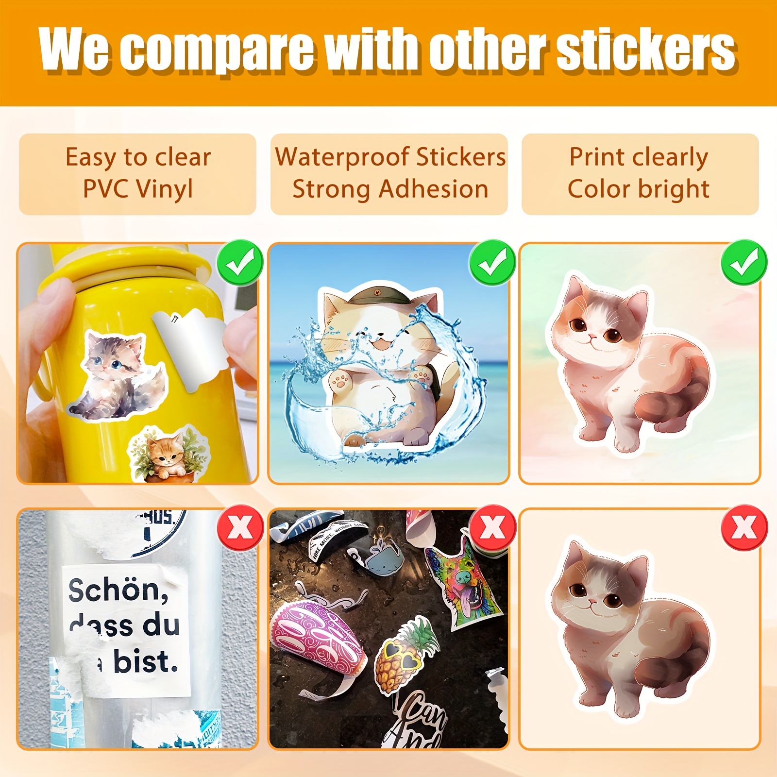 Stickers Laptop Cat, Cartoon Cute Stickers Cats