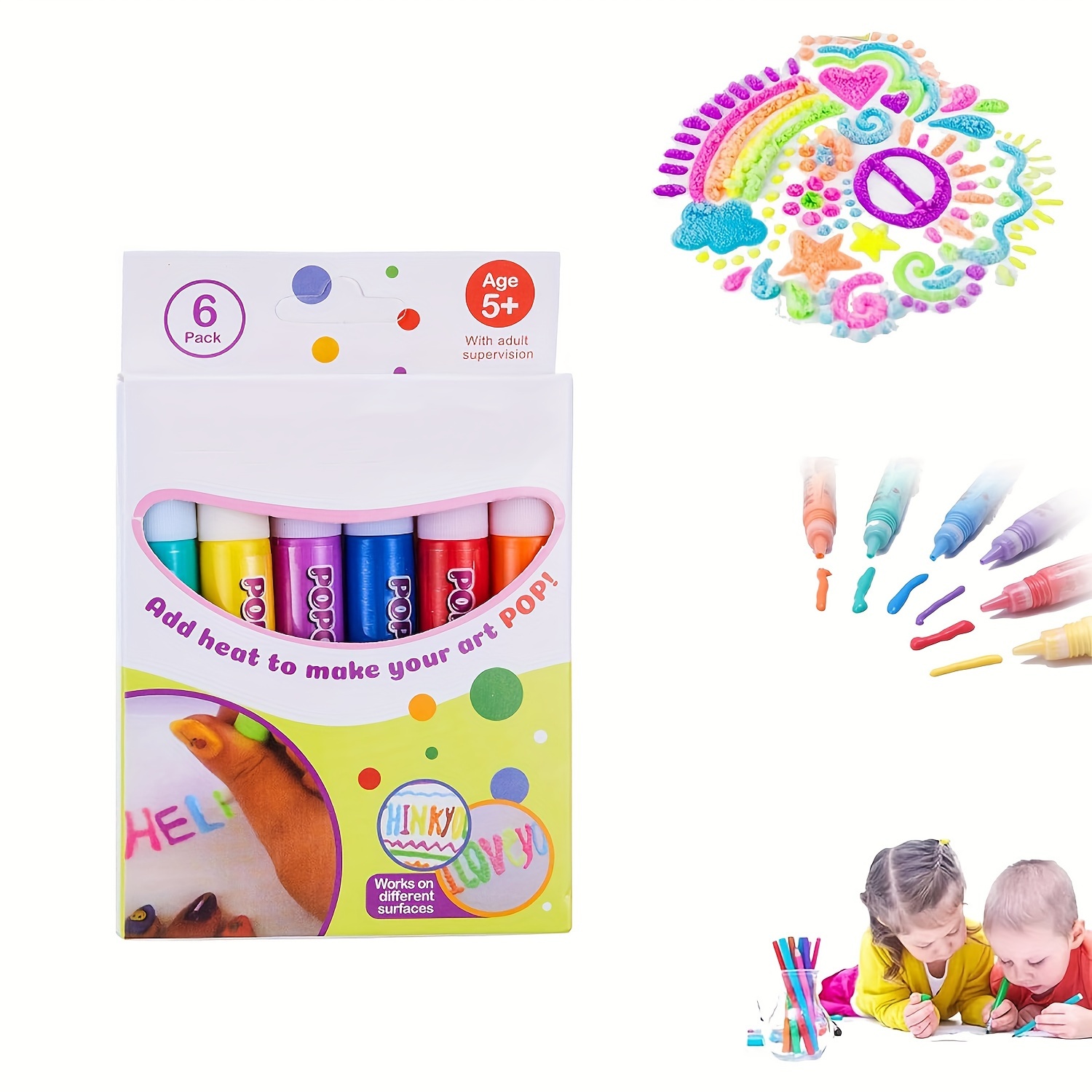 magic puffy pens for kids,DIY Bubble Popcorn Drawing Pens,puffy