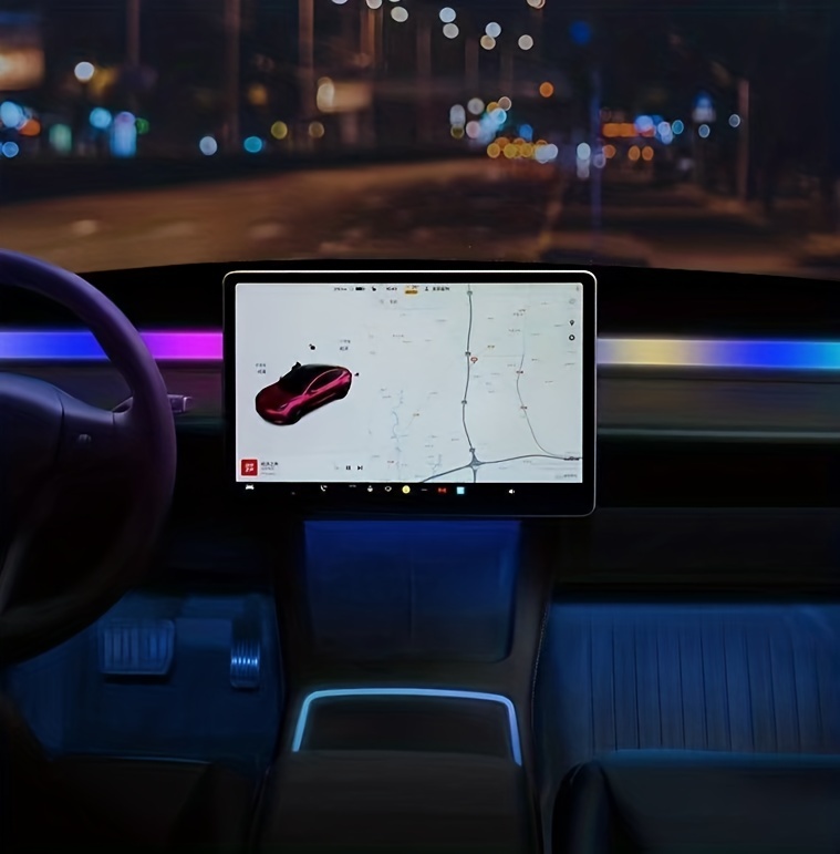 For ModelYmodel3 New Automatic Induction Switching Ambient Light,No Damage  Installation APP Control,Glove Box USB Port Installation,One Drag Two