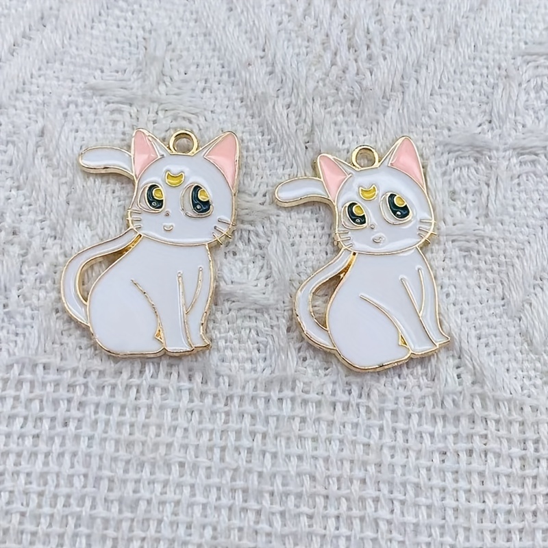 10pcs/lot Cartoon Animal Charms for Jewelry Making Enamel Cat Charms  Pendants for Necklaces Earrings DIY Keychains Accessories