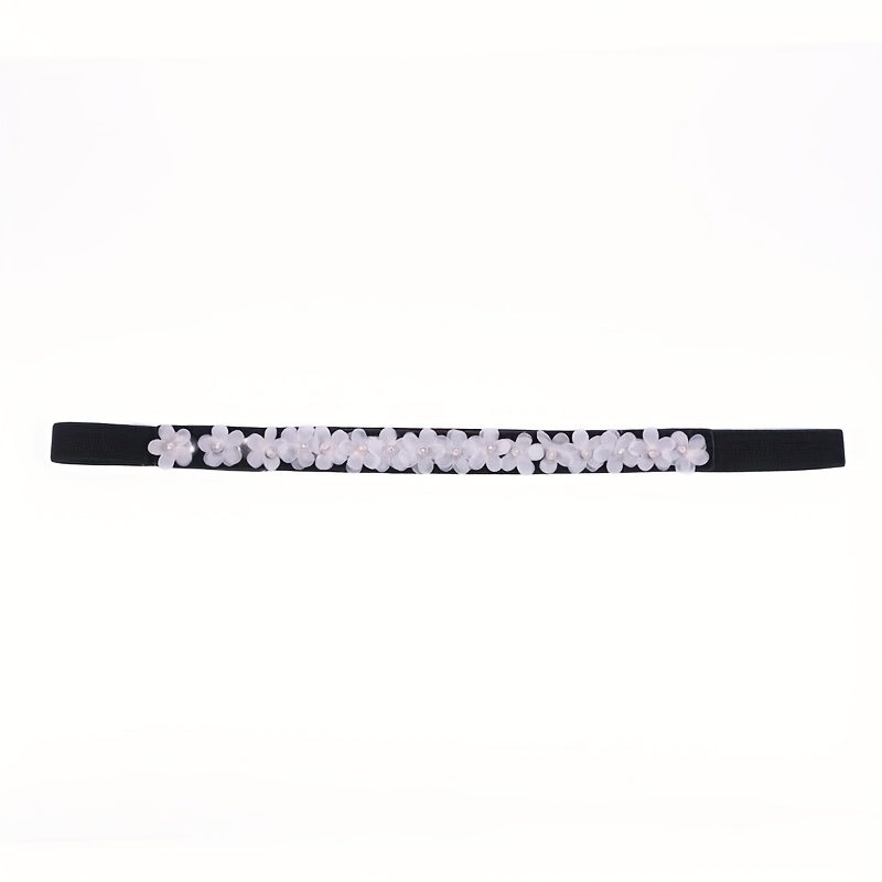 Thin Flower Decor Belt Elastic Waistband Classic Dress Girdle