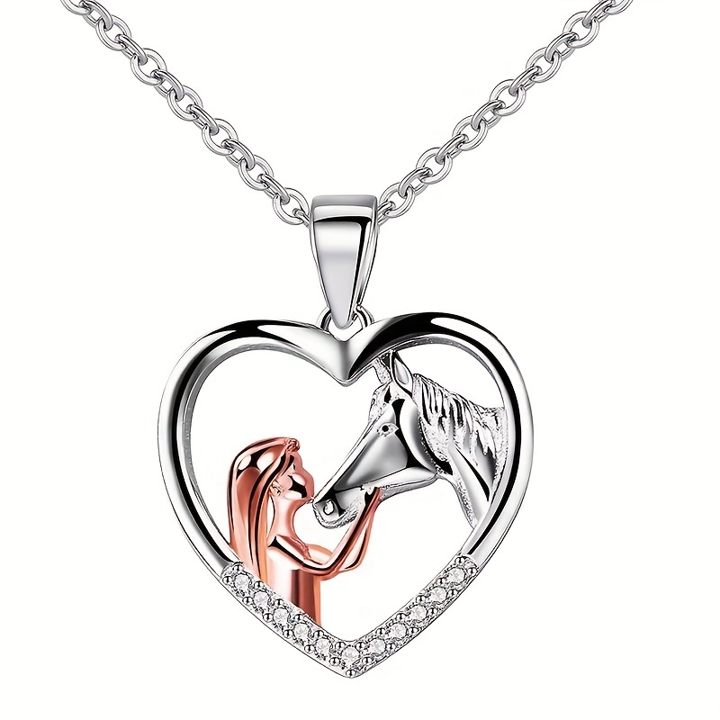Silver Girl And Horse Necklace For Girls, Horse Jewellery Gifts