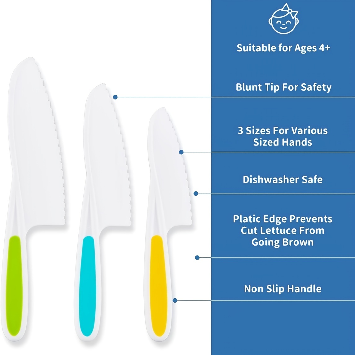 Kids Plastic Fruit Knife,kitchen Baking Knife Set,kids Cooking Knives Firm  Grip - Temu