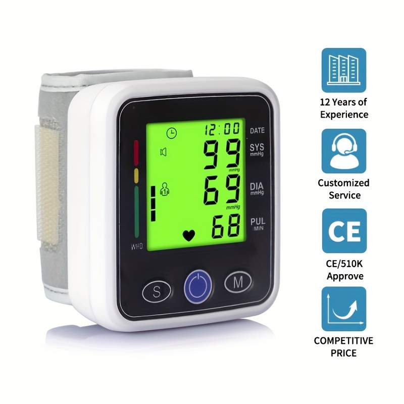 Blood Pressure Monitor,BP Monitor Wrist Cuff Automatic with Large Display  Screen with Batteries for Home Use 