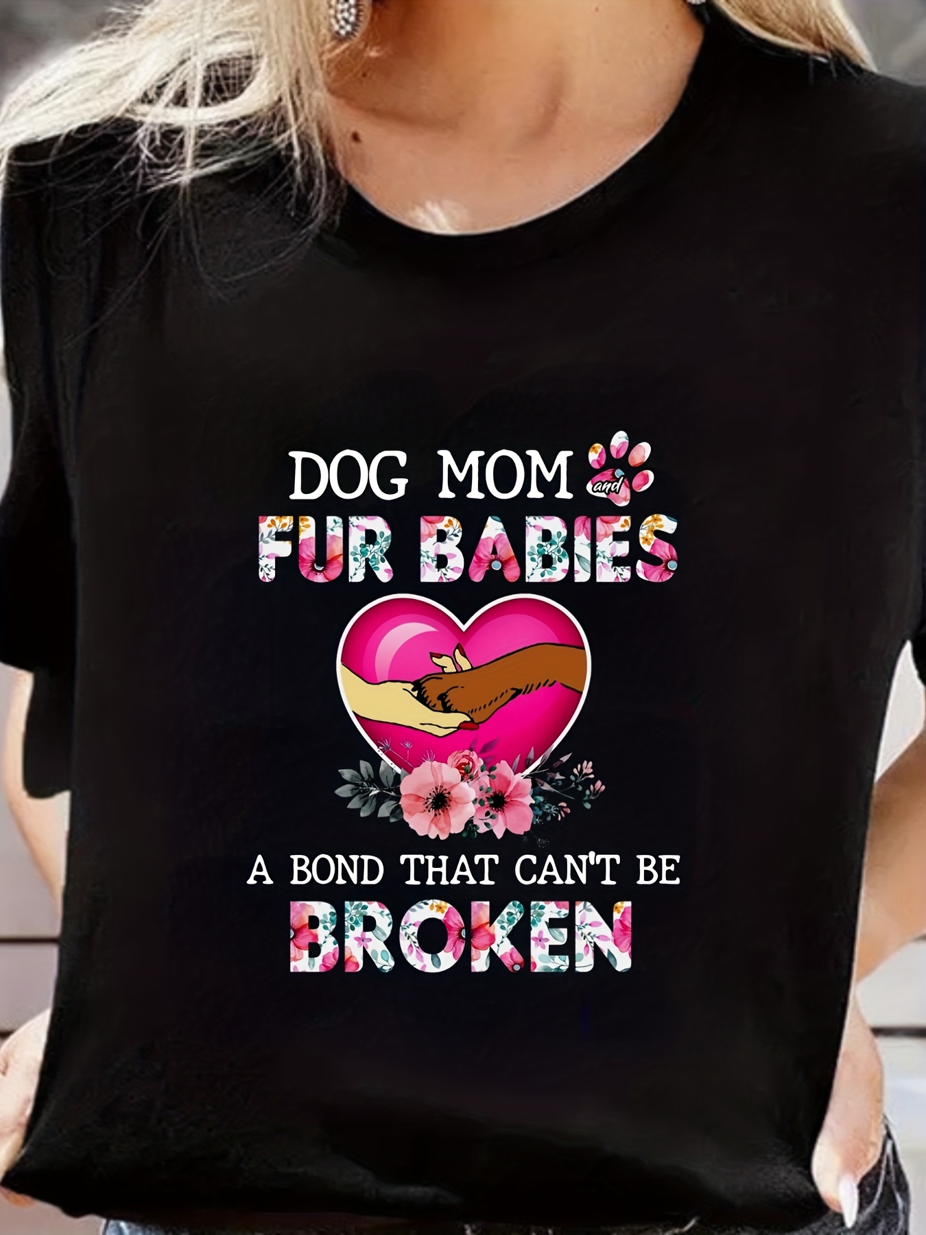 Camiseta Con Estampado De Letras Dog Mom Para Mujer, Camisetas Deportivas  Casuales De Cuello Redondo, Ropa Deportiva Para Mujer