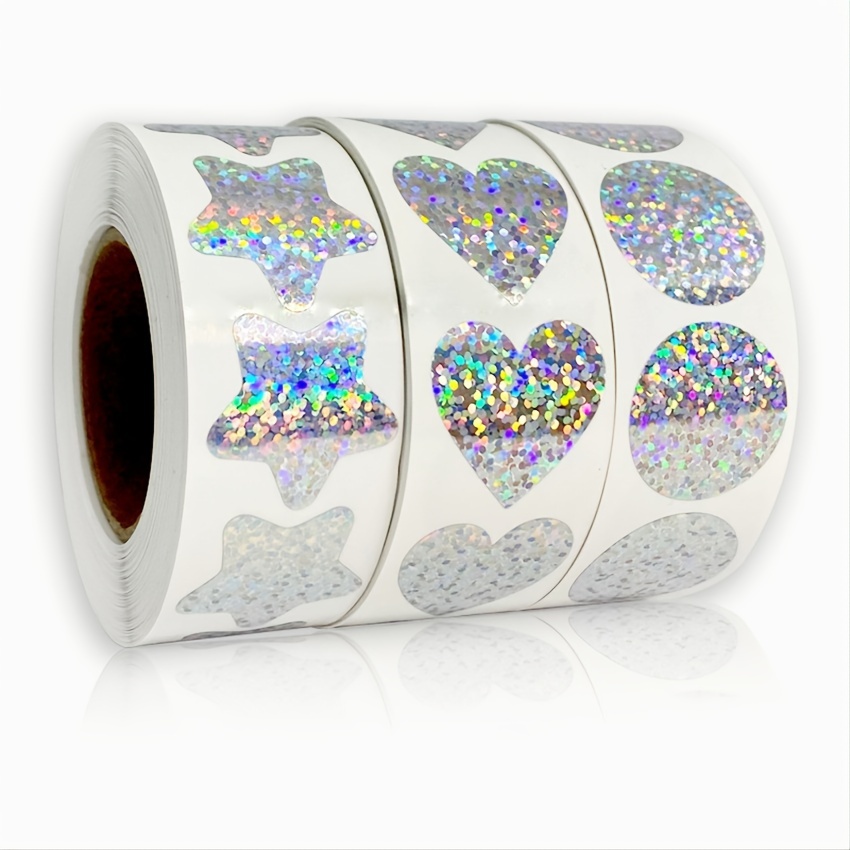 Rainbow Laser Heart Stickers Perfect For Scrapbooking - Temu