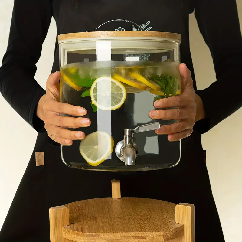 Glass Drink Dispenser With Stand Glass Beverage Dispenser - Temu