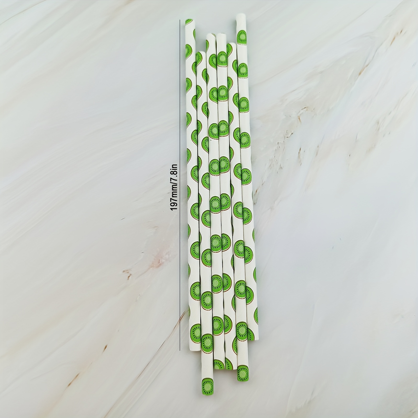 25pcs Fruit Pattern Disposable Straws Biodegradable Paper Drinking Straws