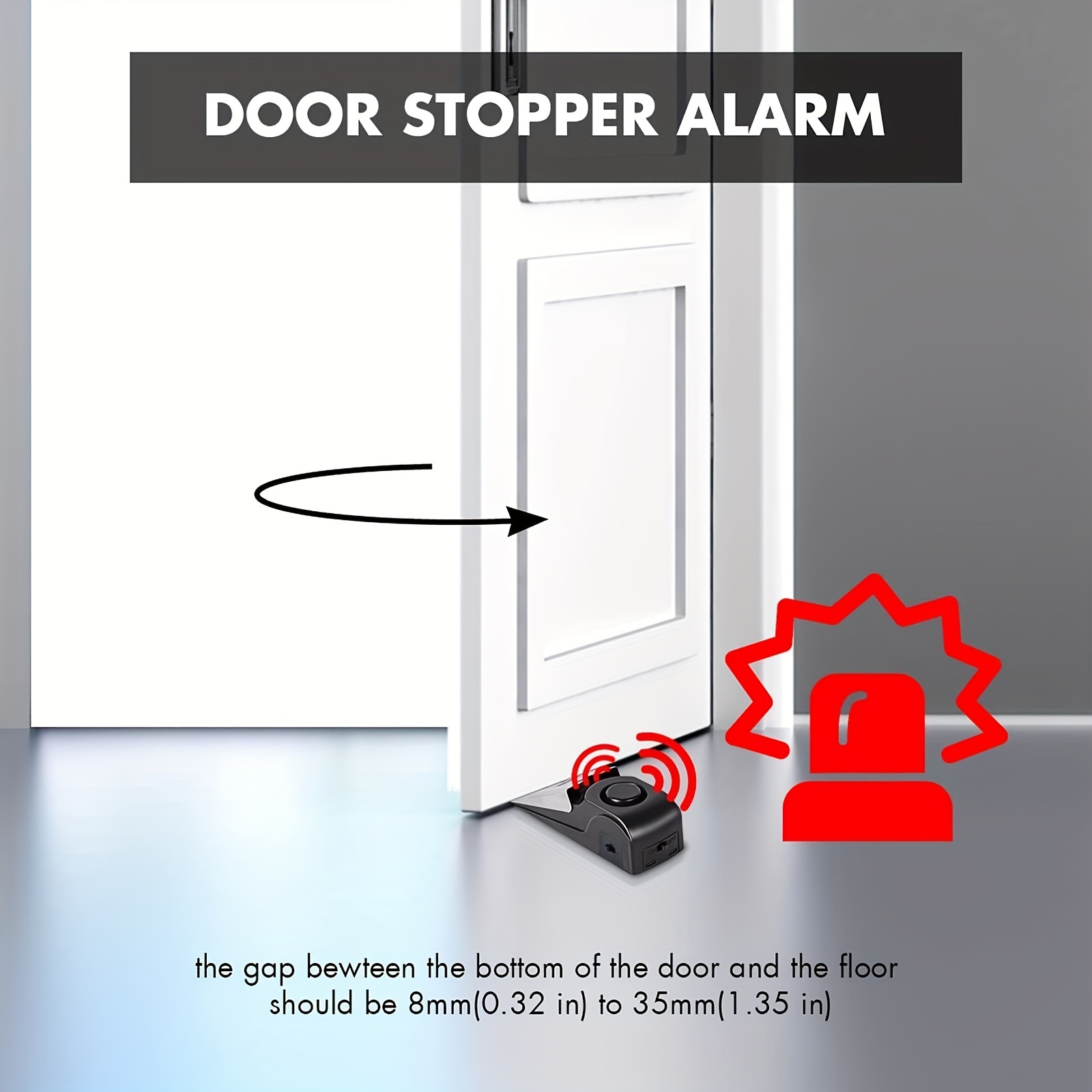 Alarma de tope de puerta con sirena de 120 dB, alarmas de puerta para  seguridad en el hogar y viajes, tope de puerta de seguridad portátil con 3