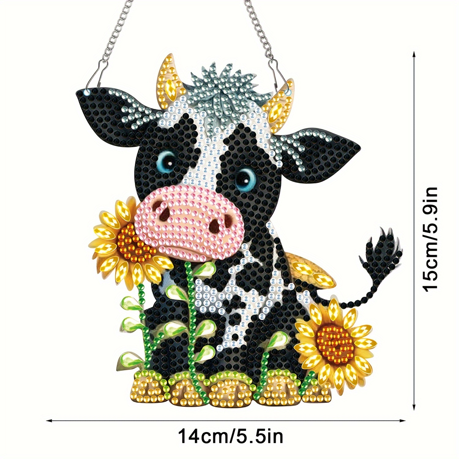 Diamond Painting Kits Hanging Pendant, Cow Diamond Art Hanging Sign Diy Special Shaped Crystal Wreath Ornaments For Home Decor Gift