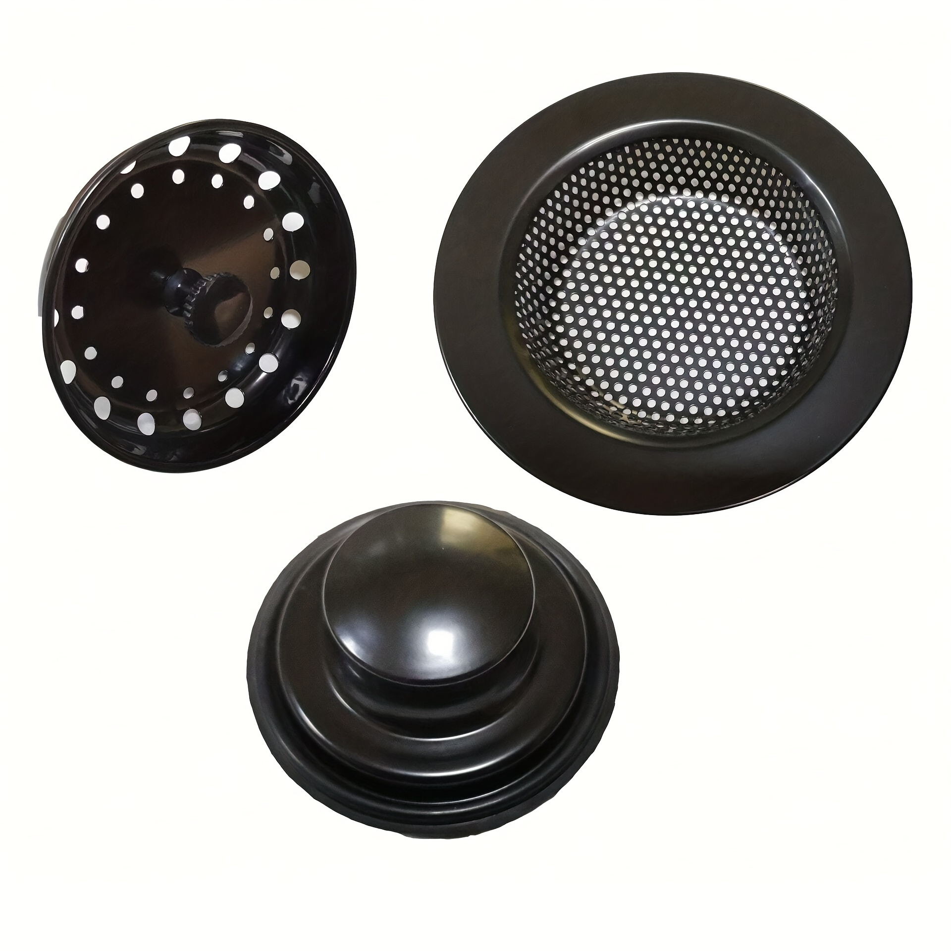 Kitchen Sink Plug Stopper, Stainless Steel Kitchen Sink Strainer Waste  Plug, Rustproof Sink Basket Strainer for Standard Drains (3-1/2 inch) Black