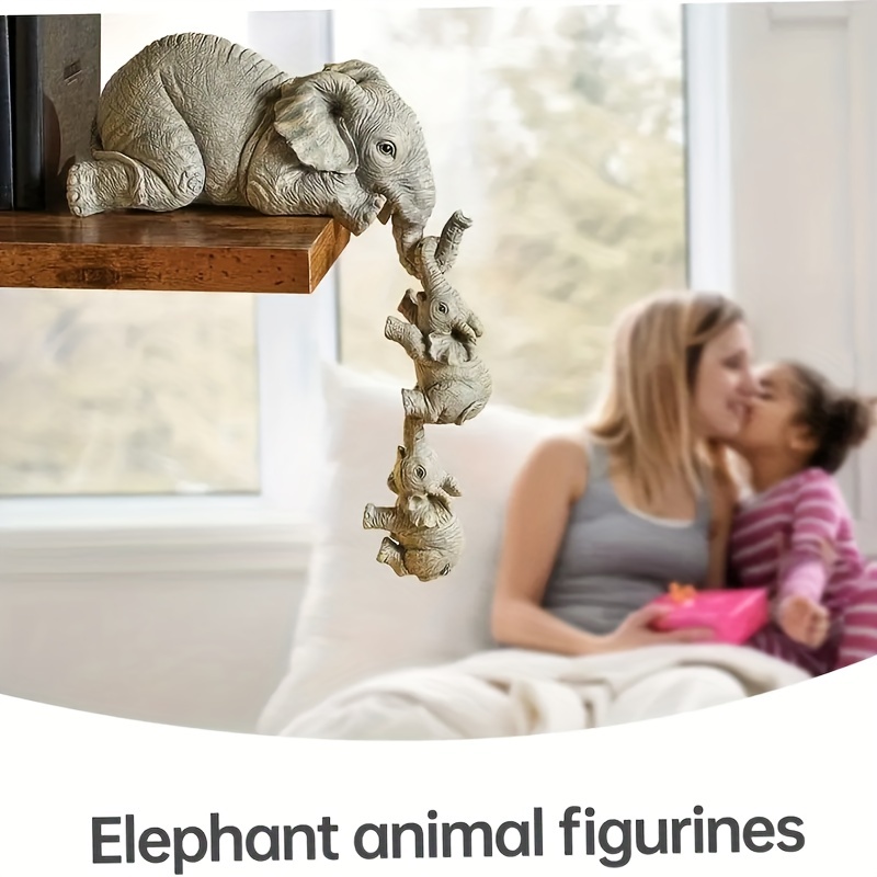 Collectable Elephant Shelf Sitter 3Pcs Set, Mother Elephant Hanging Baby  Elephants on The Edge, Mantelpiece Decoration, Hand-Painted Resin Figurines  for Home Decor Gift : : Home