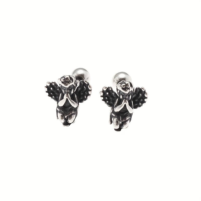 Men's Gothic Angel Stud Earrings, Party Jewelry