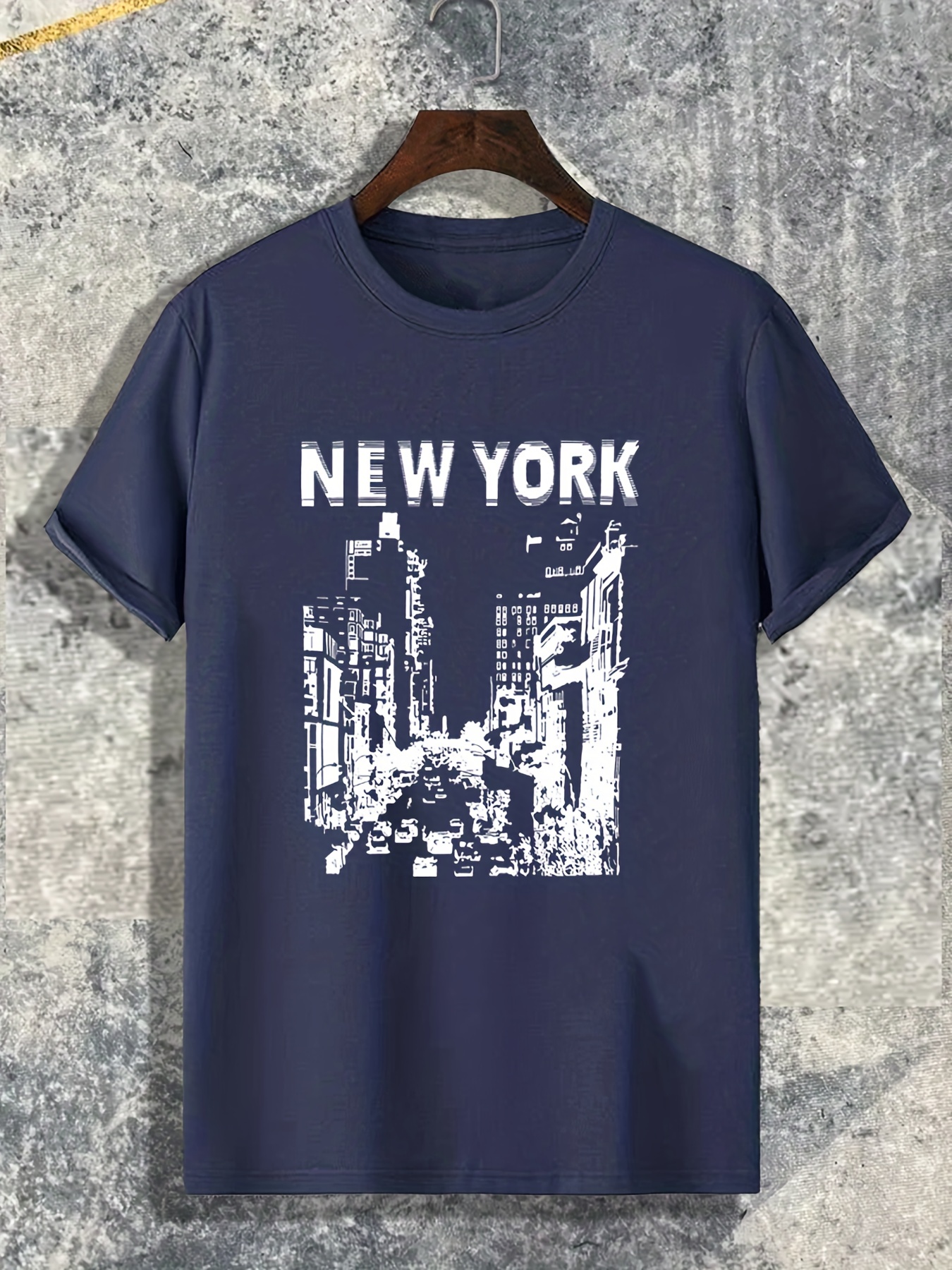 Camiseta Estampado Ciudad Nueva York Camisetas Hombre - Temu