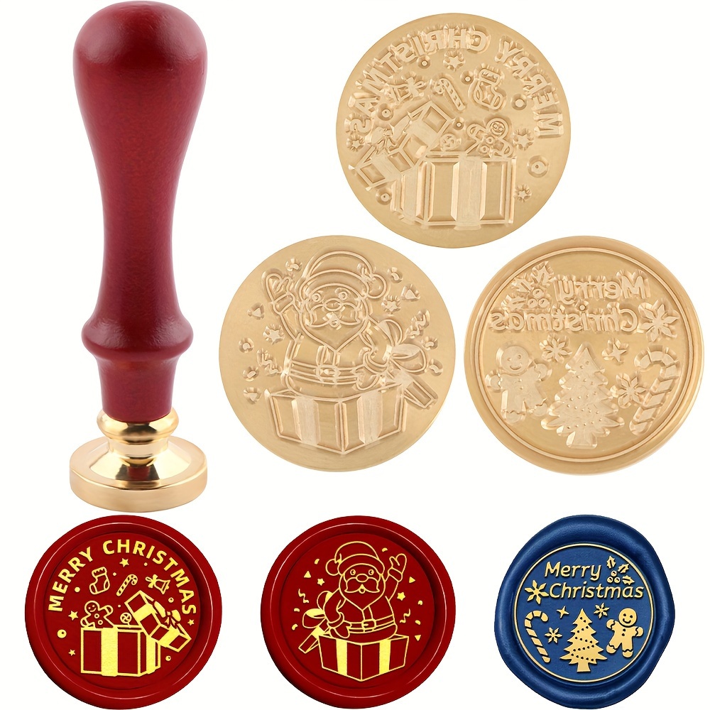 Christmas Wax Seal Stamp Set Sealing Wax Stamps Copper Seals - Temu