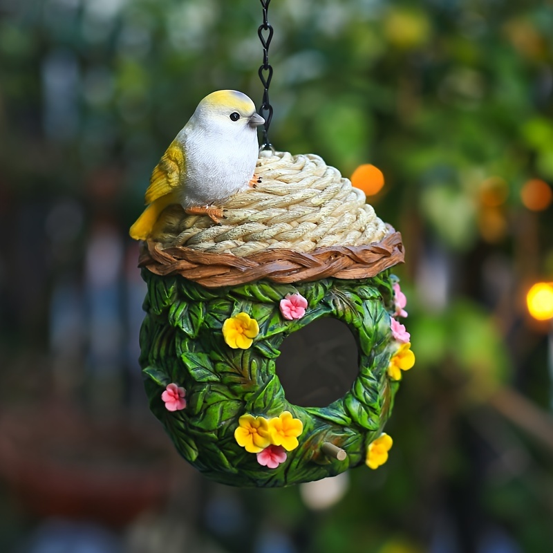 1pc Maison D'oiseau Extérieure En Résine Ornements - Temu France