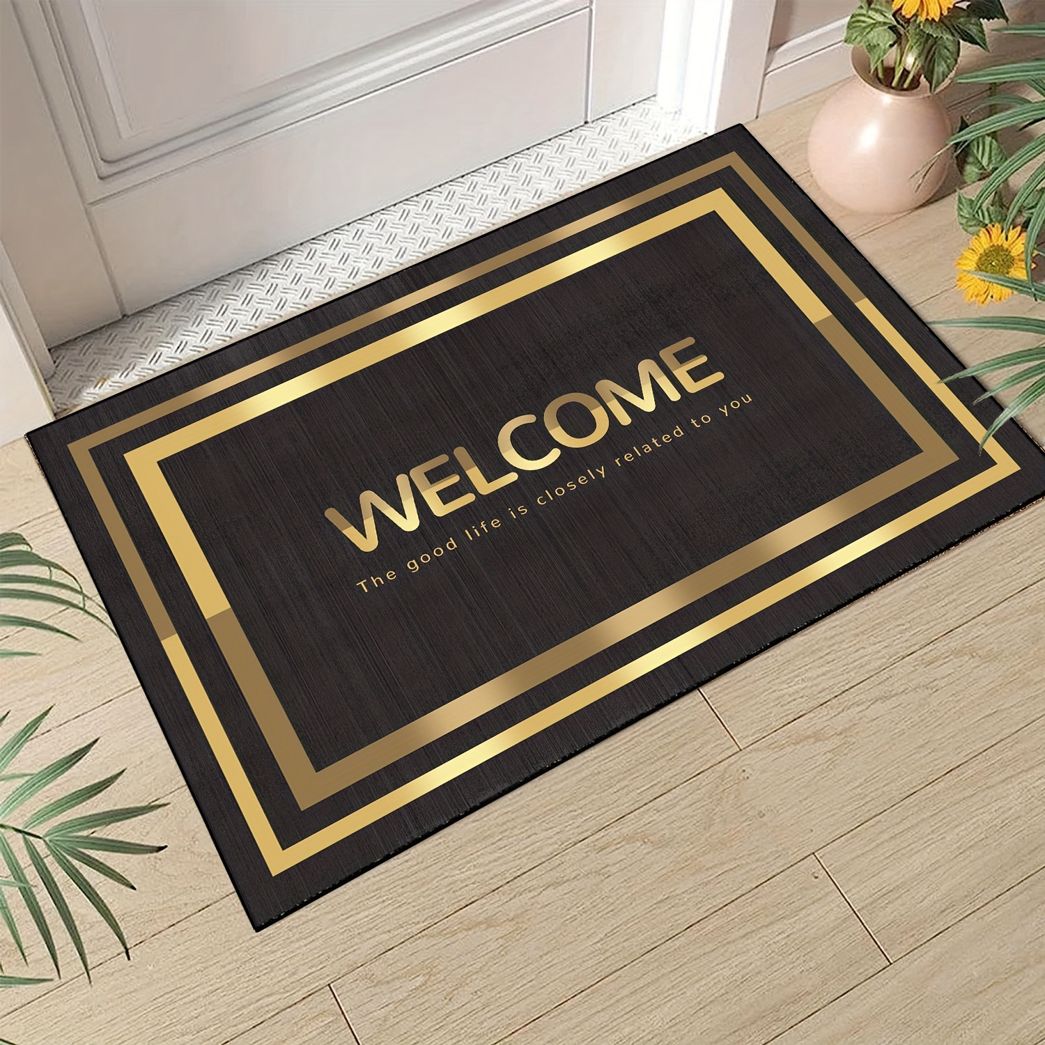 Grey Welcome Doormat Non slip Floor Rug Mat Outdoor Indoor - Temu