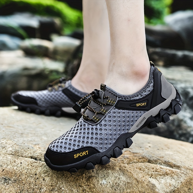 Mens Mesh Breathable Water Shoes Non Slip Quick Drying Lace Up