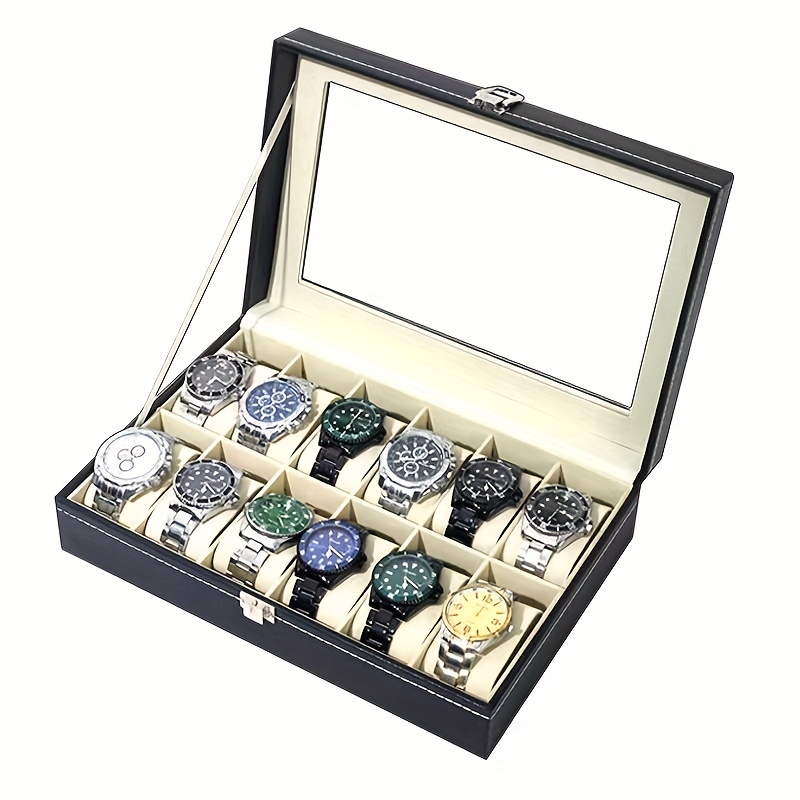 12-digit Watch Storage Box, Wrist Watch Open Window Display Large-capacity  Dust-proof Oxidation-proof Watch Case With Lid, Ideal choice for Gifts