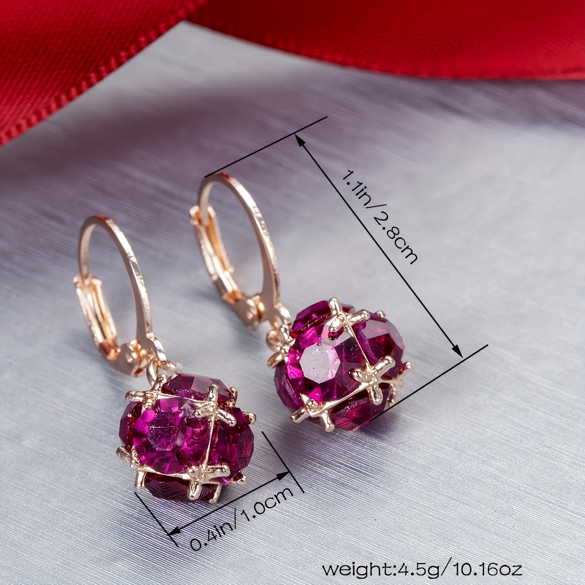 Rainbow Rose Red Zircon Personality Earrings for Men