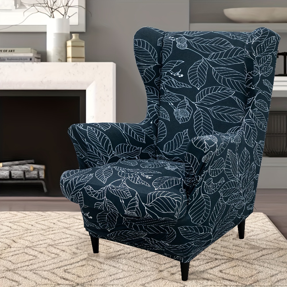 Milk Silk Elastic Printed Large Leaf Flower Printed Armchair - Temu