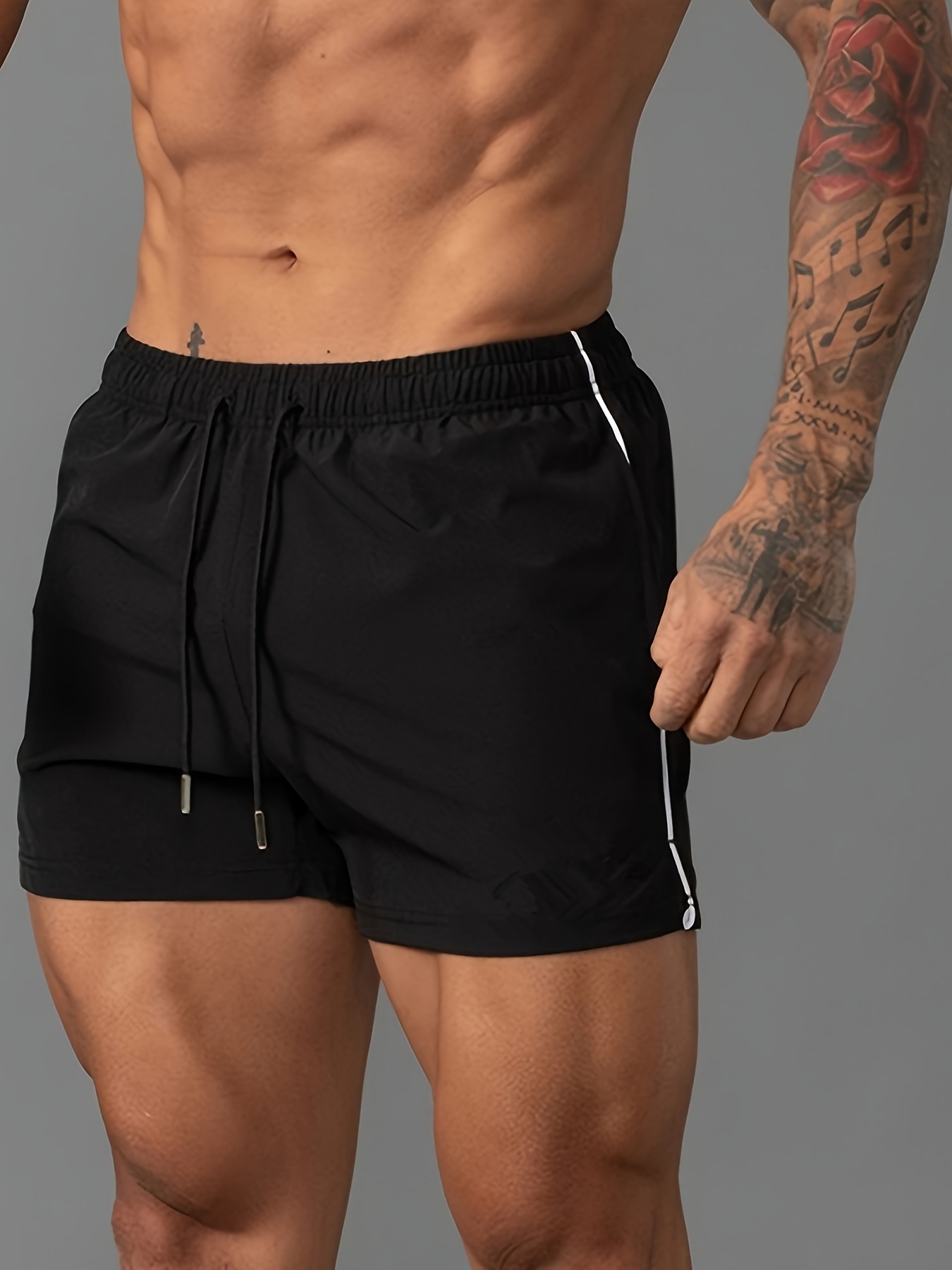 Men's Breathable Solid Shorts Pockets Summer Drawstring - Temu